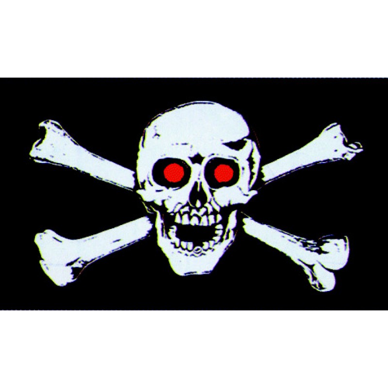 Pirate Skull & Crossbones Red Eyes Small Hand Waving Flag 