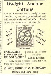 Dwight Anchor Cotton Minot, Hooper & Company 1894 Ad